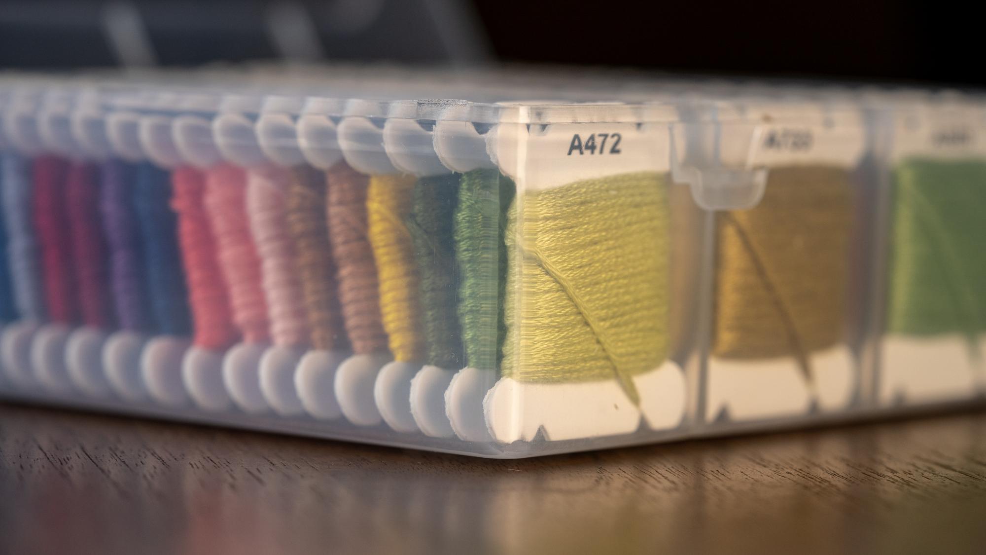 Selection of embroidered samples on display